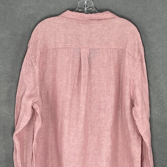 Joseph Abboud Shirt Men Sz 2XL Pink Button Down‎ 100% Linen Pockets Coastal - Picture 7 of 13
